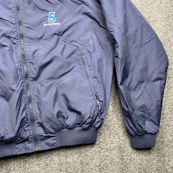 Tri-Mountain Jacket Mens Large Navy Blue Employee Fleece Nylon Windbreaker Hike - Picture 6 of 16